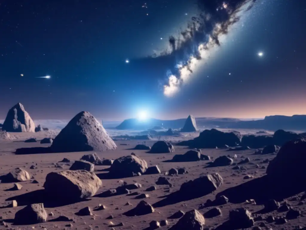 Vista impresionante de asteroides con recursos minerales ocultos