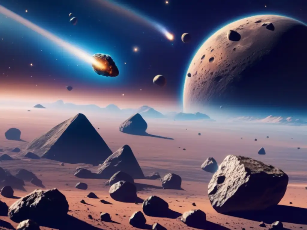 Vista impresionante de asteroides: rentabilidad explotación recursos asteroidales