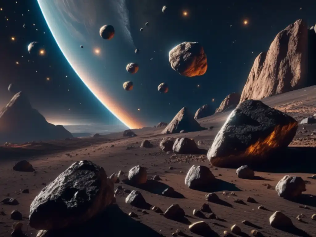 Vista impresionante de asteroides en el universo estrellado - Disputa legal meteorito Chelyabinsk