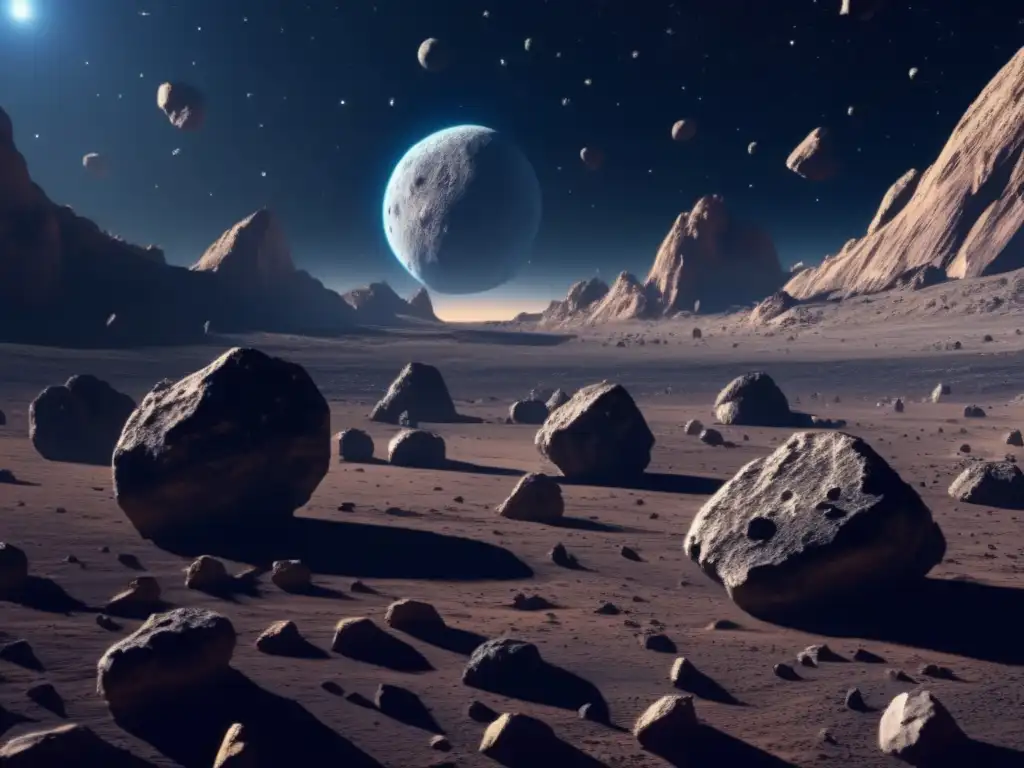 Vista impresionante de campo de asteroides: Exploración y mapeo de asteroides