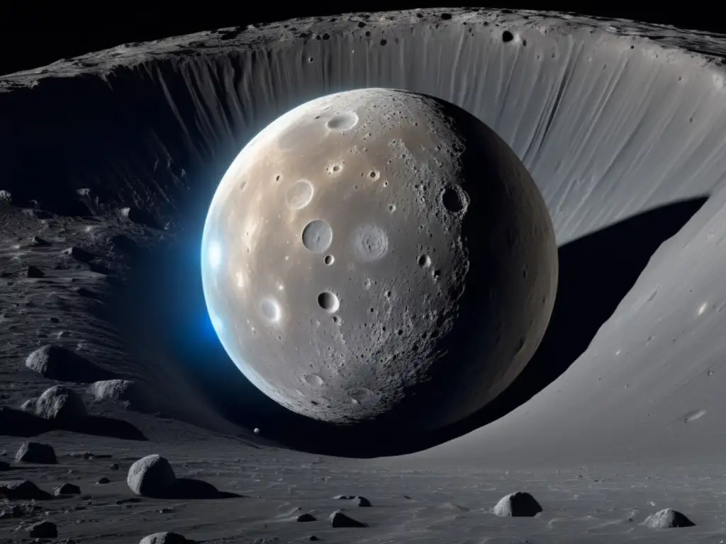 Vista impresionante de Ceres, planeta enano en el cinturón de asteroides, con sus características únicas y belleza celestial