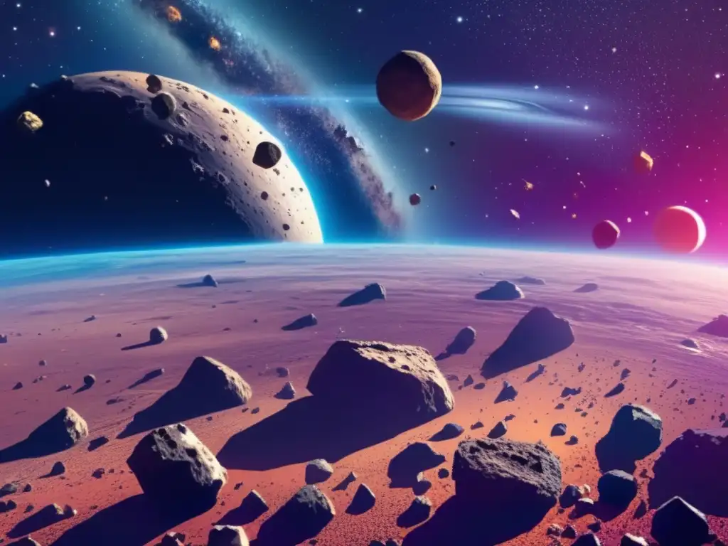 Vista impresionante del cinturón de asteroides, destacando su diversa composición celeste