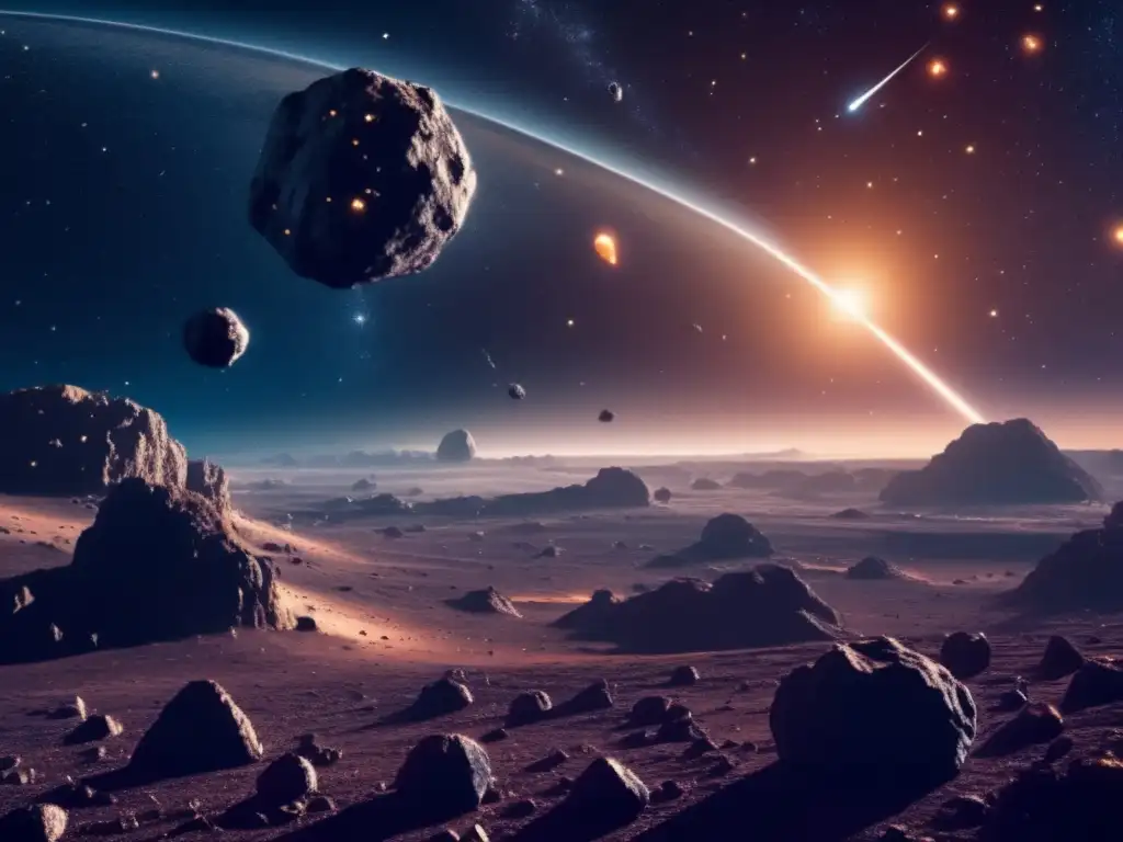Vista impresionante del espacio con campo de asteroides