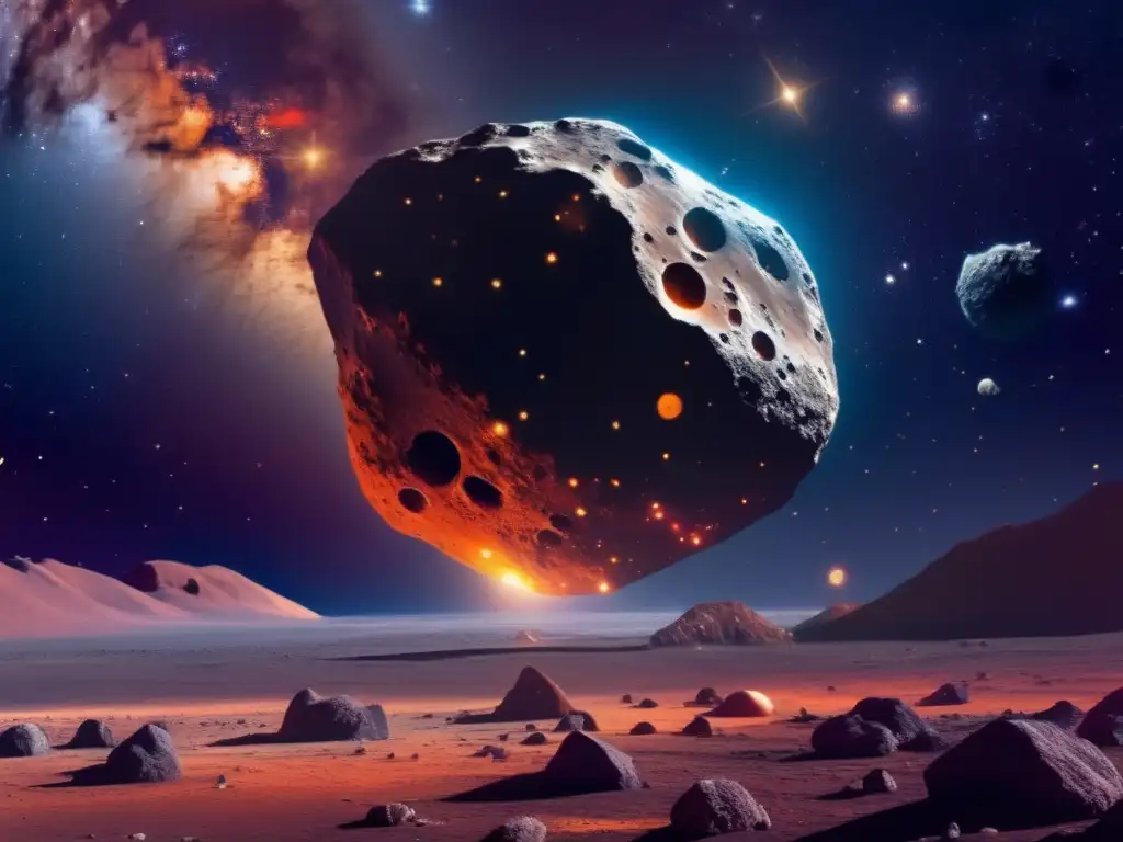 Vista impresionante del espacio exterior con asteroide destacado