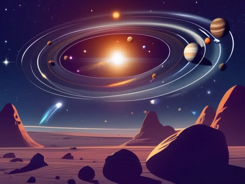 Vista impresionante de nuestro sistema solar: perturbaciones gravitatorias de asteroides