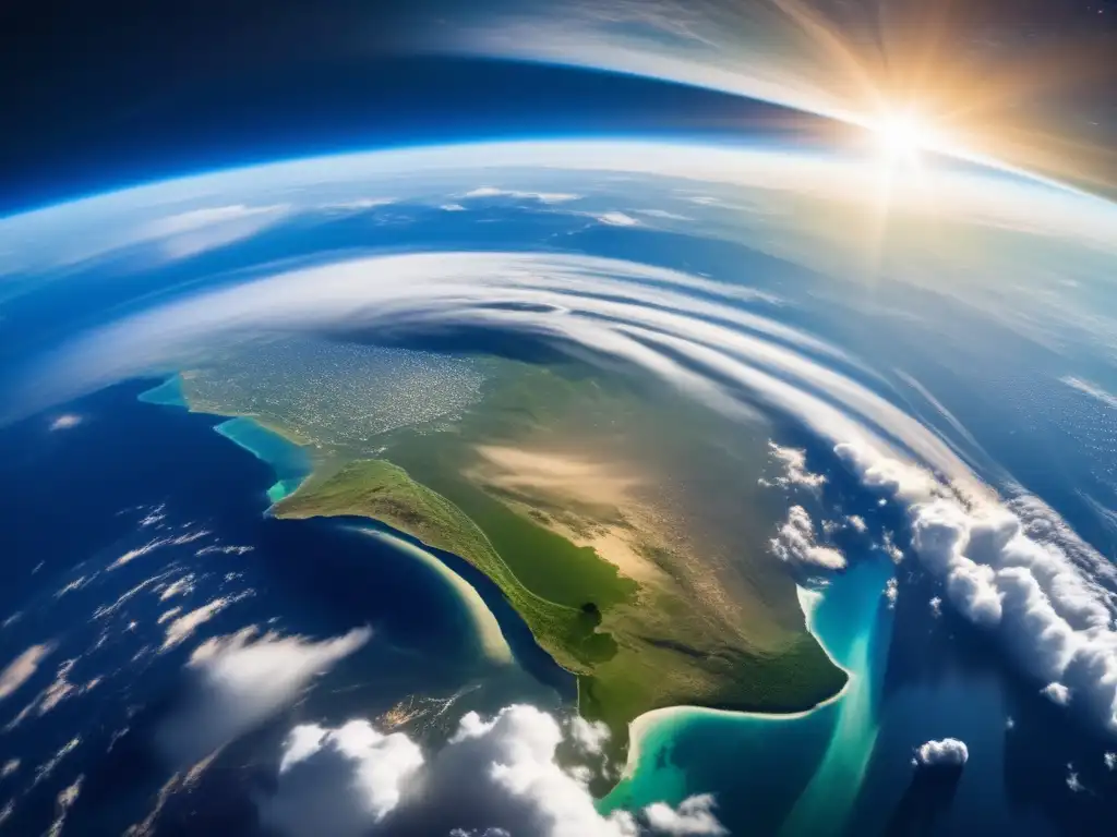 Vista impresionante de la Tierra desde el espacio, destacando la belleza del planeta y las políticas espaciales económicas