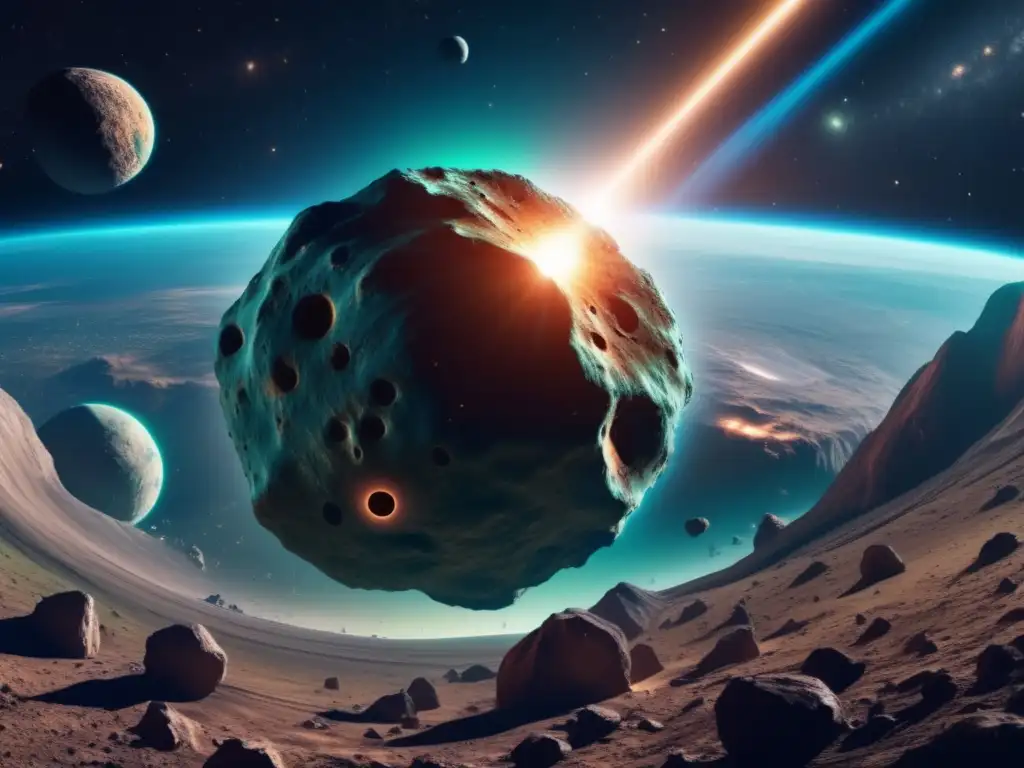 Vista panorámica de asteroide gigante acercándose a la Tierra - Cambio percepción asteroides 'Armageddon'