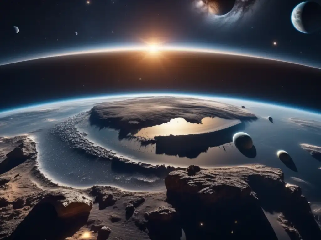 Vista panorámica del espacio con la Tierra en primer plano