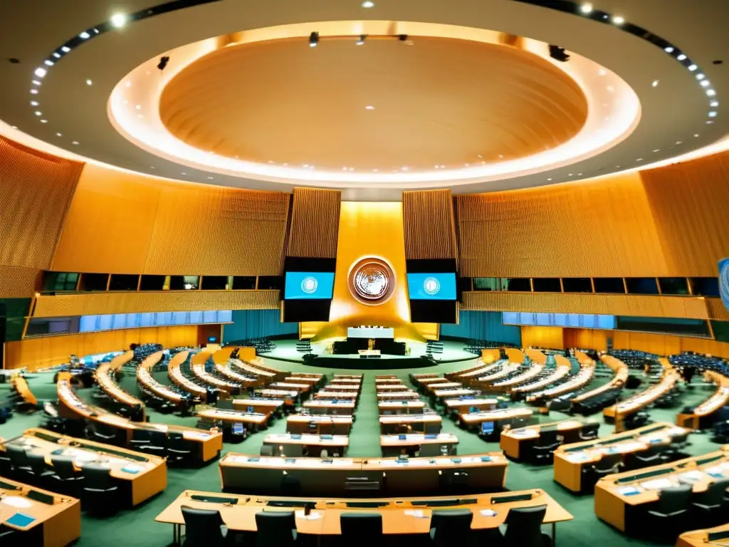 Vista panorámica de la Asamblea General de la ONU: Temor seguridad internacional asteroides