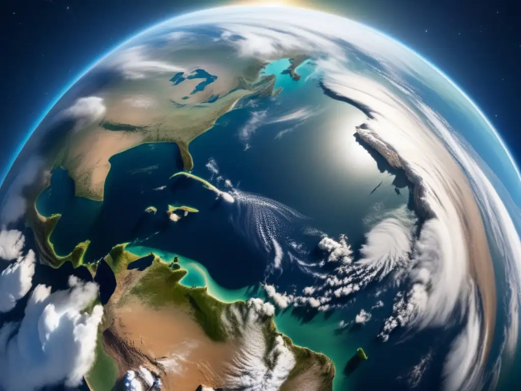 Vista panorámica de la Tierra desde el espacio con asteroides, resaltando futuros impactos